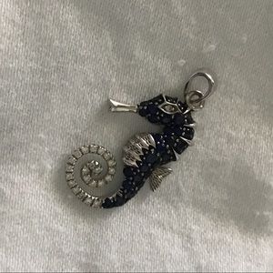 Blue Sapphires and diamonds Seahorse